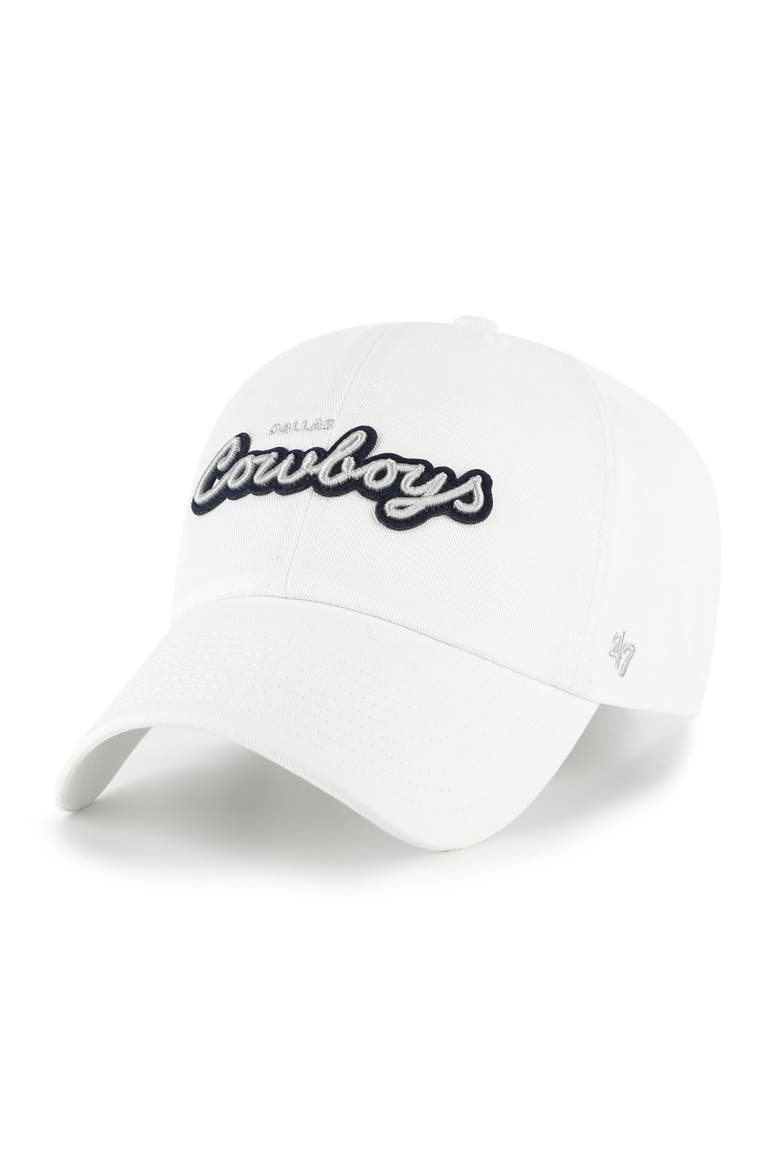 Women's '47  White Dallas Cowboys Trendy Script Clean Up Adjustable Hat, Main, color, White