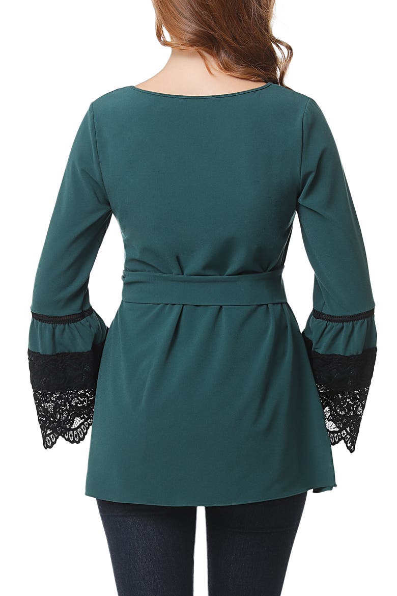 Clara Peasant Maternity Blouse, Alternate, color, FOREST GREEN