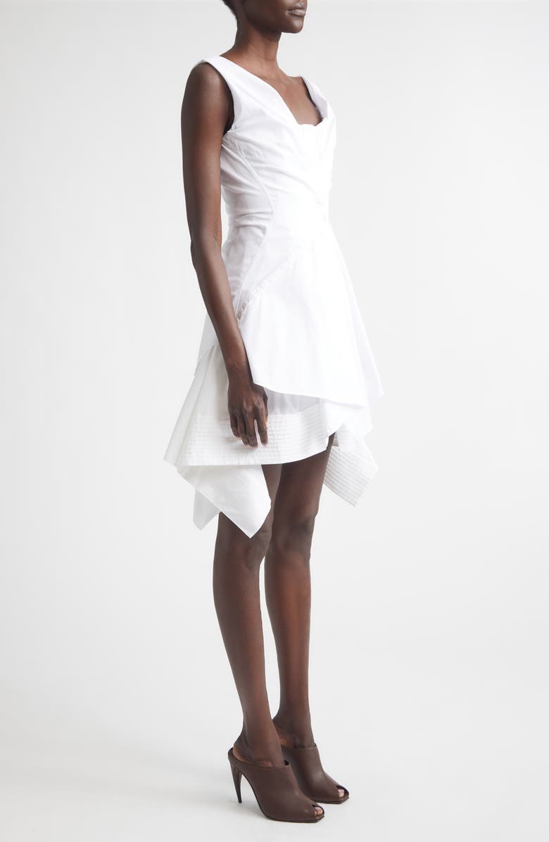 McQueen Deconstructed Cotton Poplin Minidress, Alternate, color, Opticalwhite