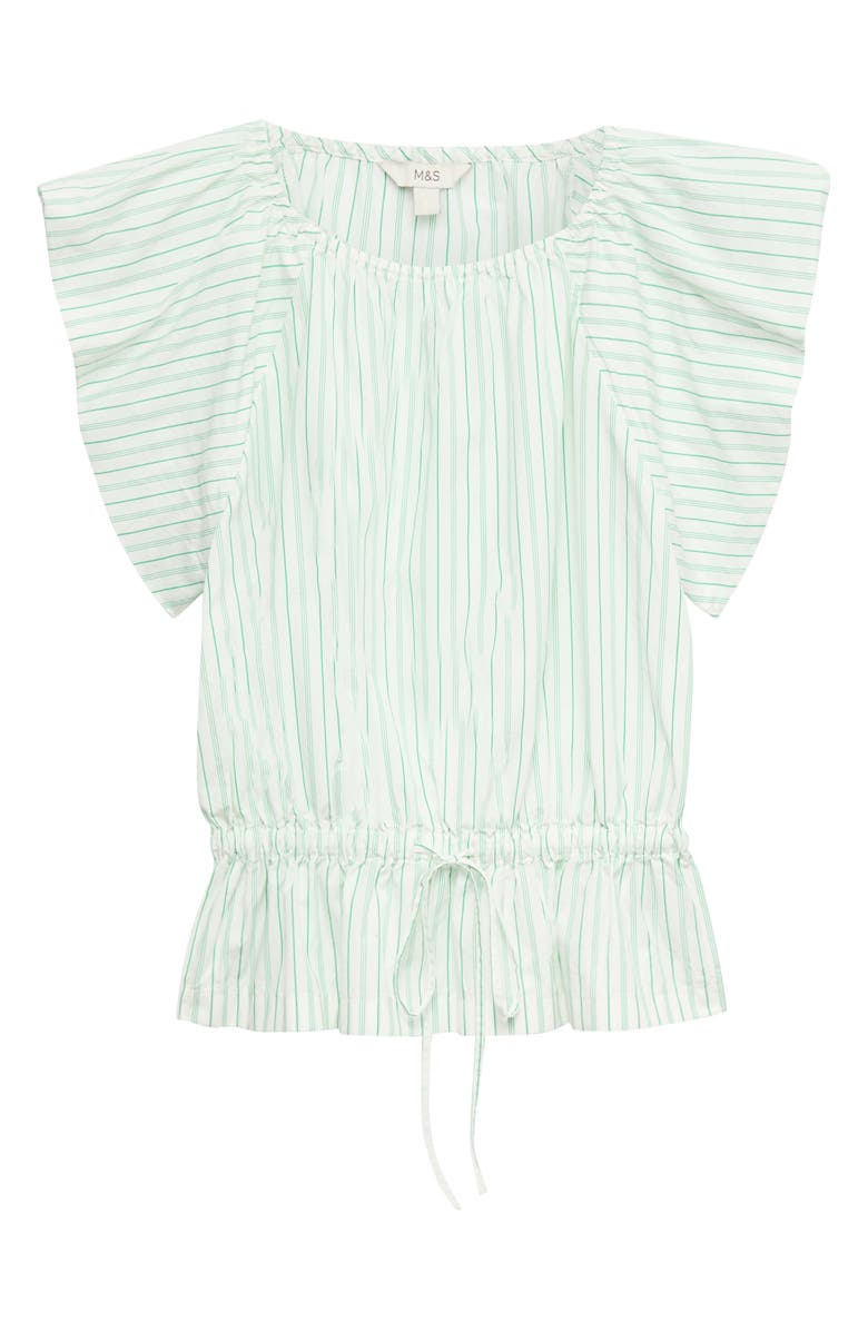 M&S Variegated Stripe Cotton Top, Alternate, color, Green/ Multi