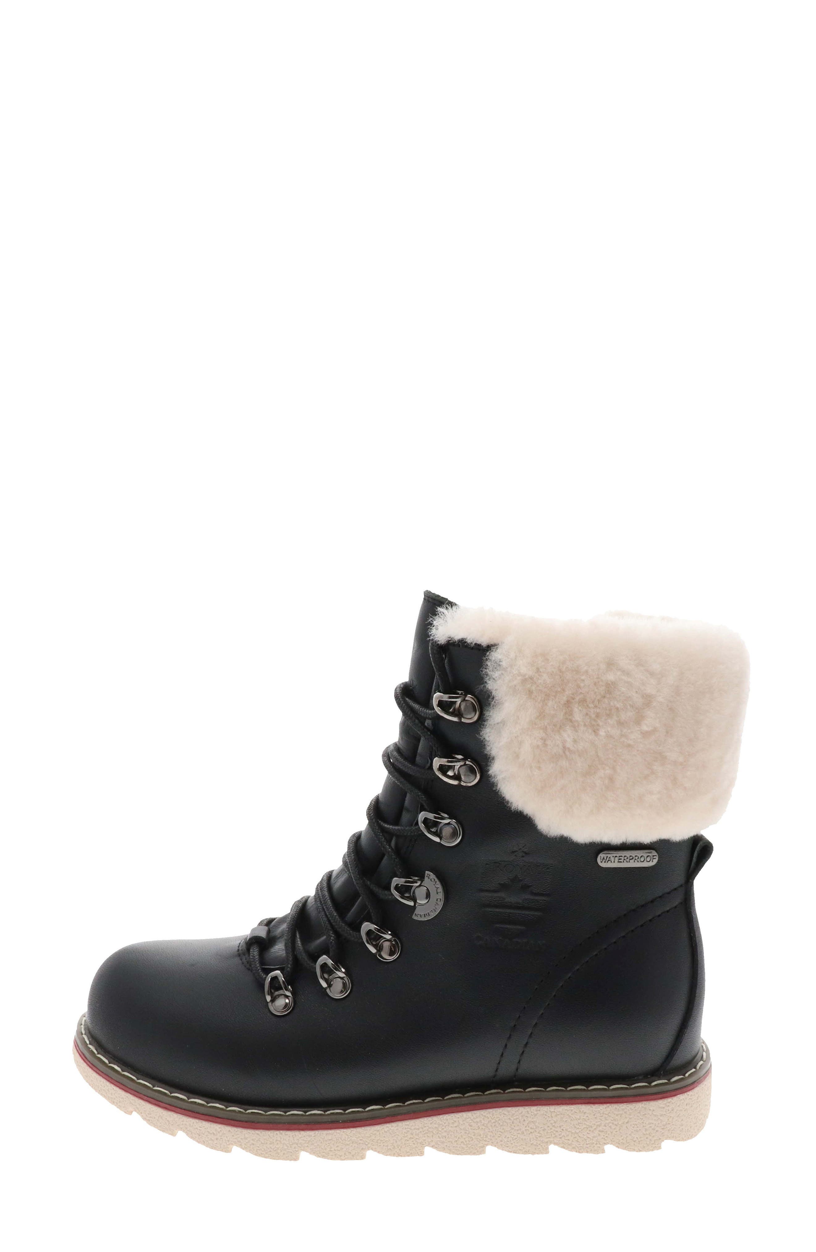 Cambridge Waterproof Snow Boot with Genuine Shearling Cuff, Alternate, color, BLACK LEATHER