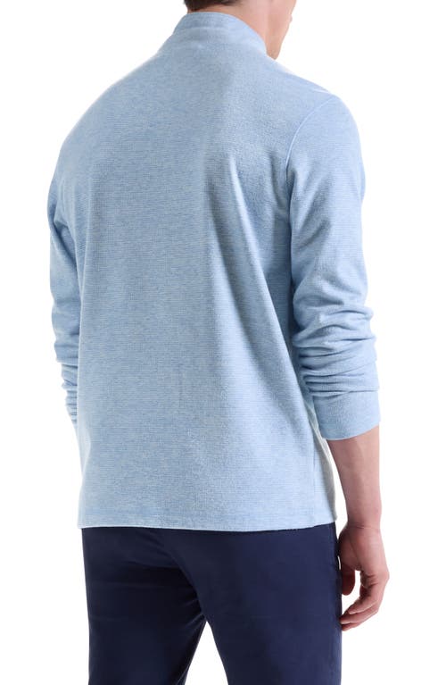 Bugatchi Houndstooth Patern Quarter Zip Top In Blue