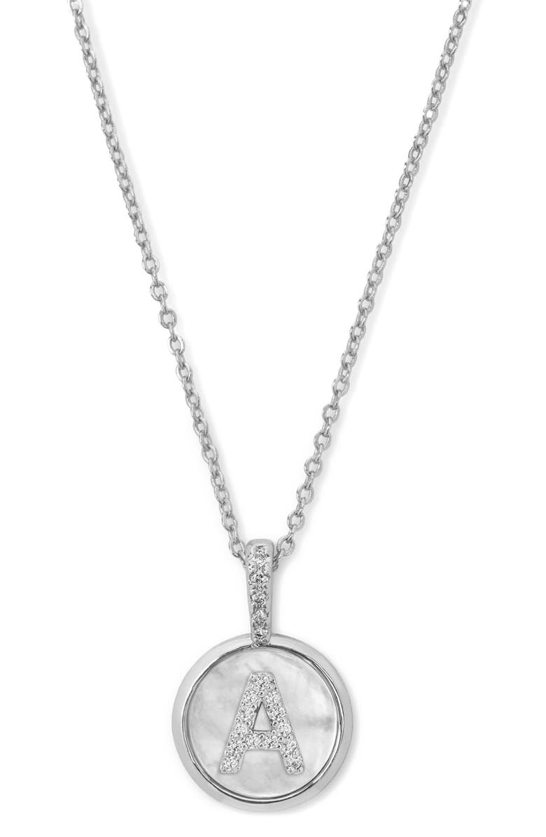 Melinda Maria Baby Love Letters Initial Pendant Necklace, Main, color, Silver A
