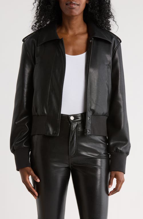 Hudson Jeans Waterproof Faux Leather Aviator Jacket In Black