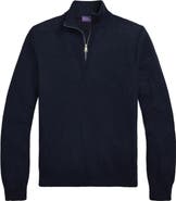 Ralph Lauren Purple Label Textured Silk & Cotton Half Zip Sweater