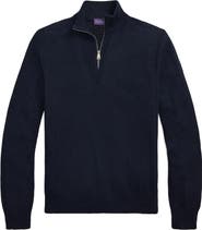 Ralph Lauren Purple Label Textured Silk & Cotton Half Zip Sweater