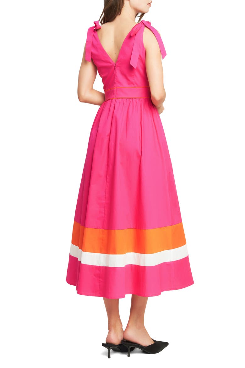 Bow Shoulder Midi Dress, Alternate, color, FUCHSIA ORANGE