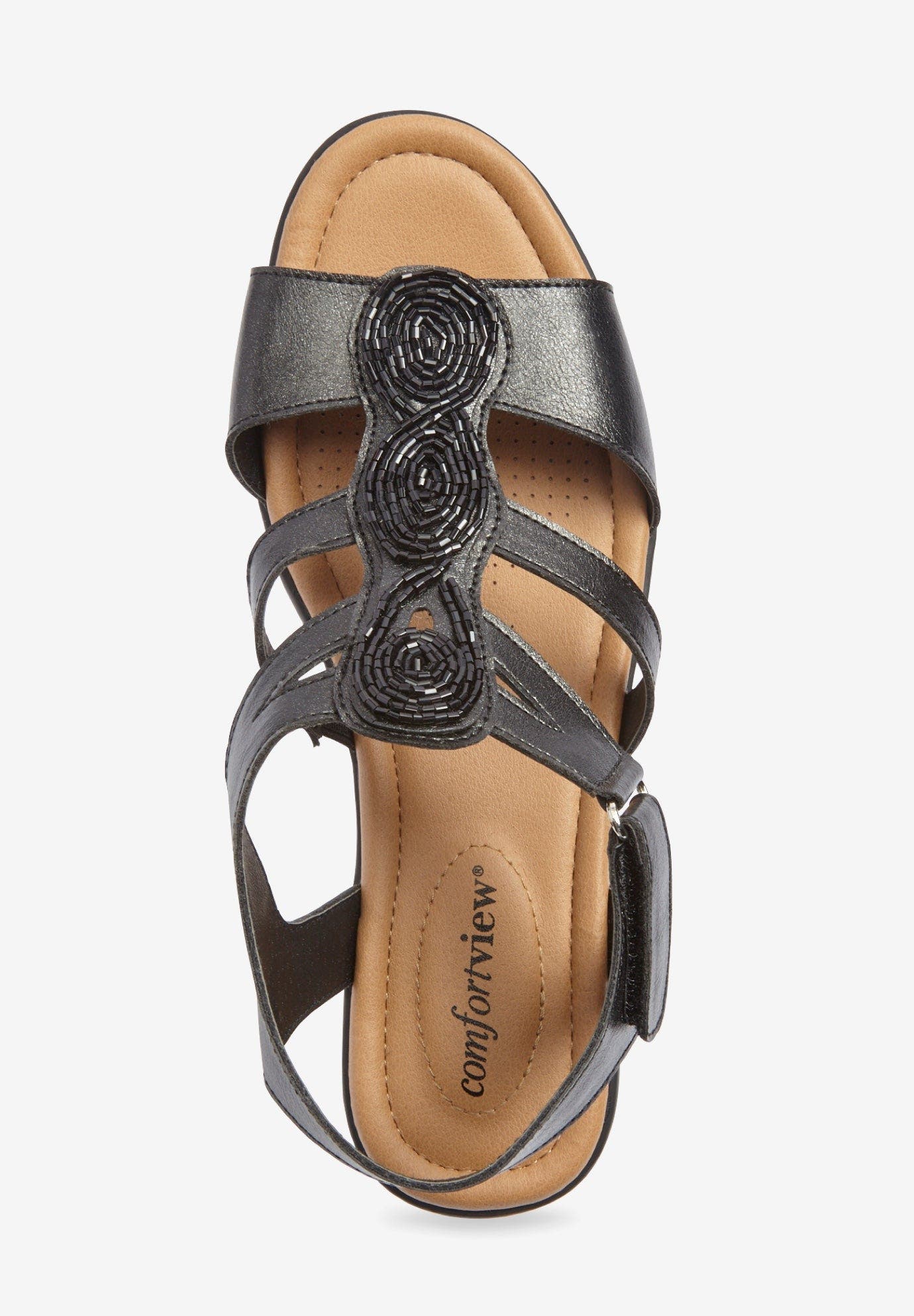Comfortview The Maylee Sandal, Alternate, color, Black Metallic