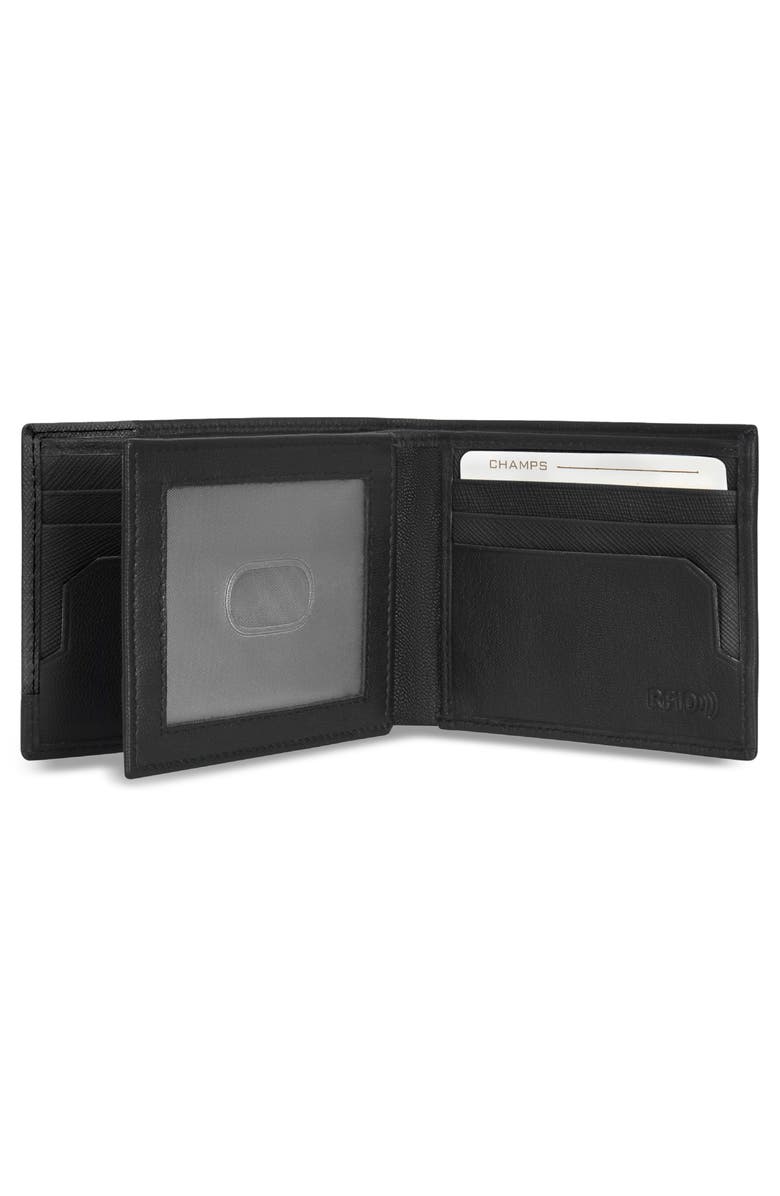CHAMPS Iconic ID Flap Leather Bifold Wallet, Alternate, color, Black/ Black