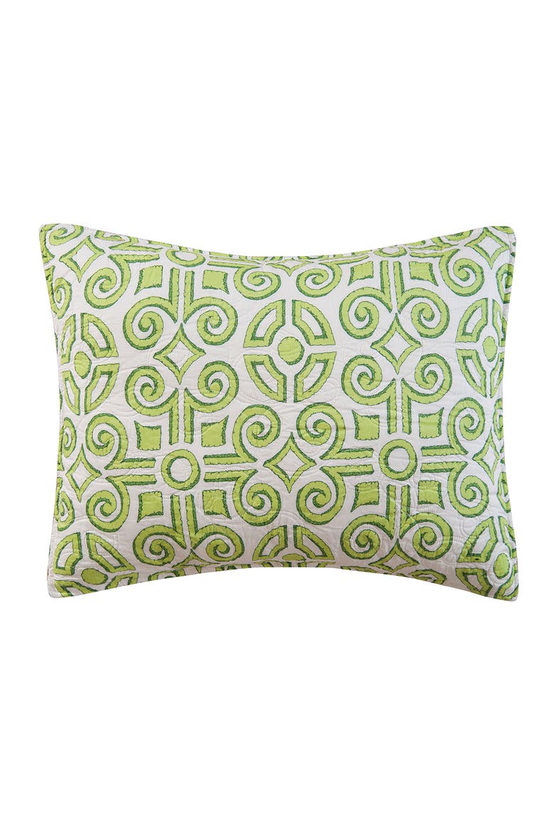 20" x 26" Boxwood Abbey Green Garden Cotton Standard Sham - Machine Washable, Main, color, Green