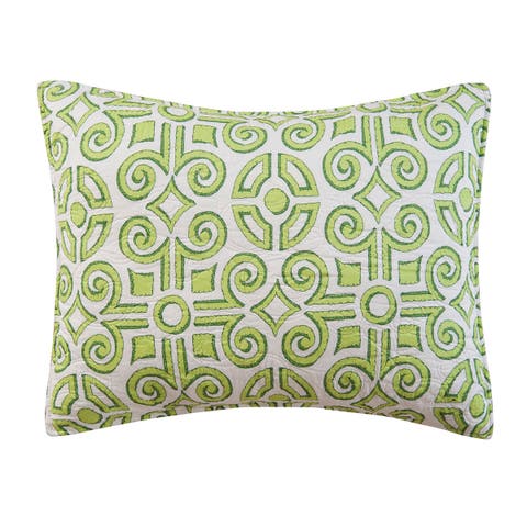 20" x 26" Boxwood Abbey Green Garden Cotton Standard Sham - Machine Washable