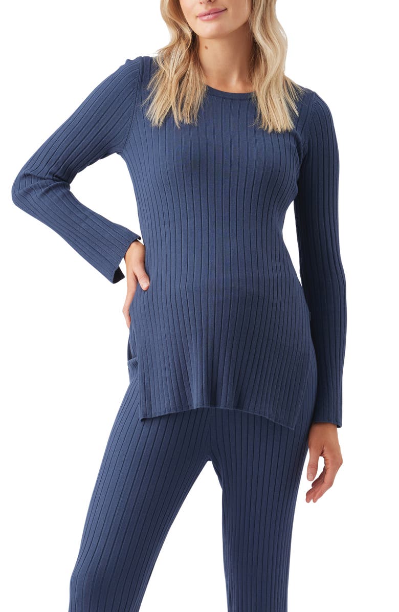 Ripe Maternity Stella Rib Nursing Knit, Main, color, French Navy