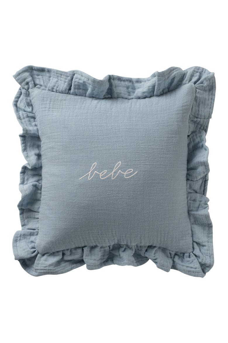 Bebe Ruffle Cotton Gauze Accent Pillow Sham, Main, color, BLUE