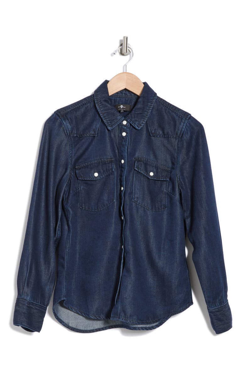 Western Denim Shirt, Alternate, color, DARK INDIGO