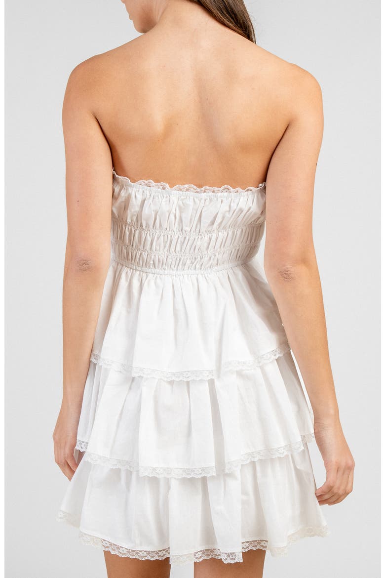 Tiered Cotton Poplin Strapless Minidress, Alternate, color, IVORY