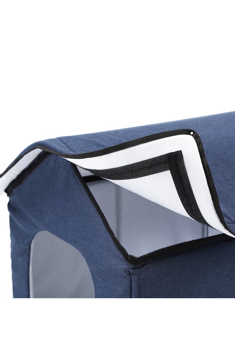 PET LIFE "Hush Puppy" Electronic Heating and Cooling Smart Collapsible Pet House - Small, Alternate, color, Navy