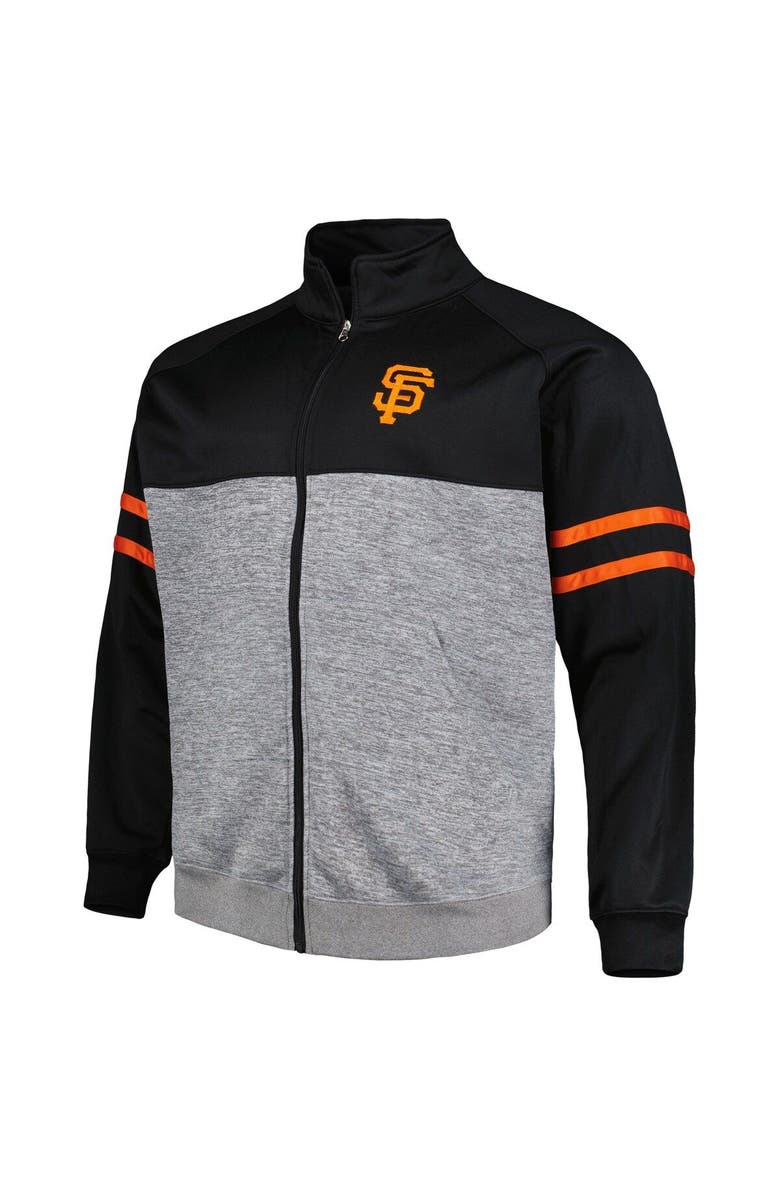 PROFILE Men's Black/Heather Gray San Francisco Giants Big & Tall Raglan Full-Zip Track Jacket, Alternate, color,