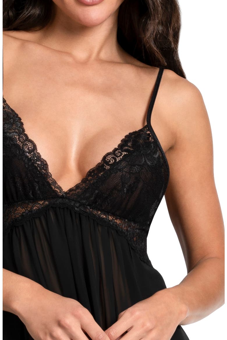 Lace Chiffon Nightgown, Alternate, color, BLACK