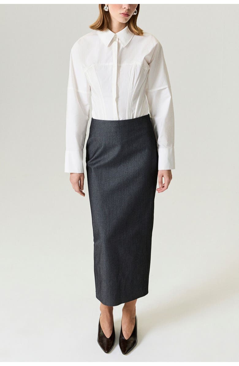 Nocturne Back Slit Tailored Maxi Skirt, Main, color, Anthracite