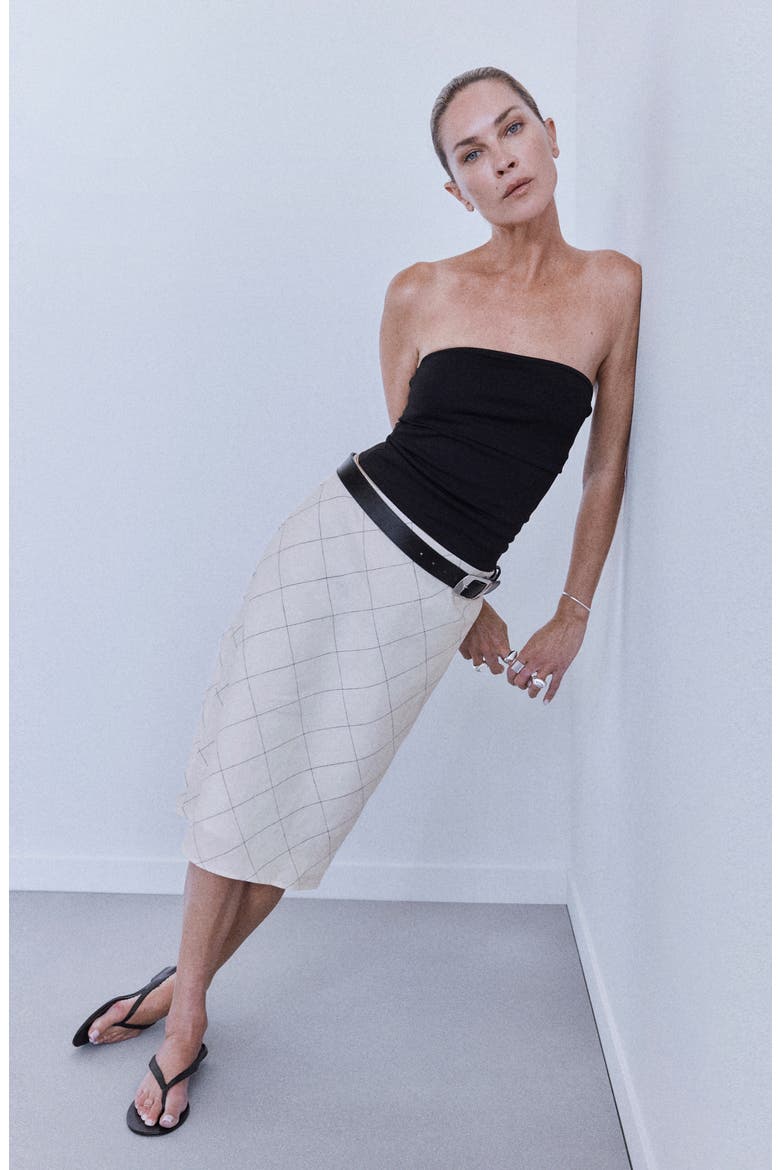 Linen Check Skirt, Alternate, color, WHITE