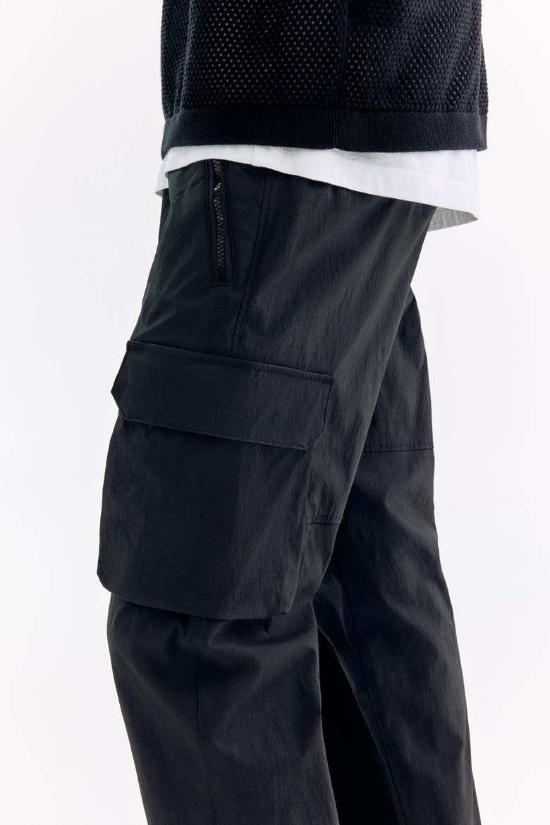 Regular Fit Nylon Cargo Trousers, Alternate, color, Black