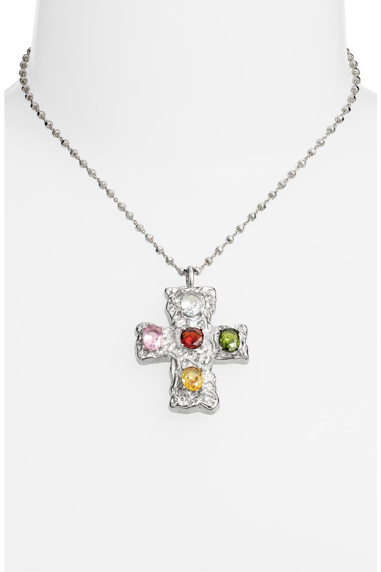 Belvedere Cross Pendant Necklace, Alternate, color, SILVER