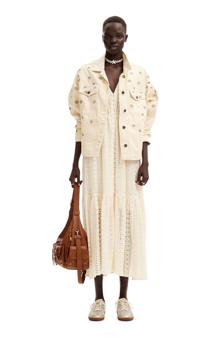 Long Embroidered Dress, Alternate, color, WHITE