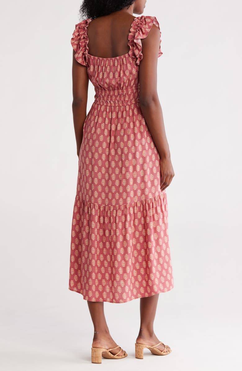 Ruffle Strap Tiered Midi Sundress