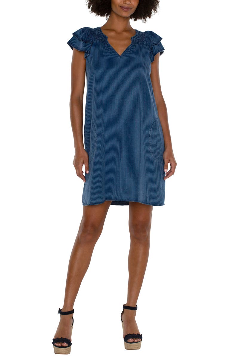 Liverpool Los Angeles Cap Sleeve Stripe Dress, Alternate, color, 