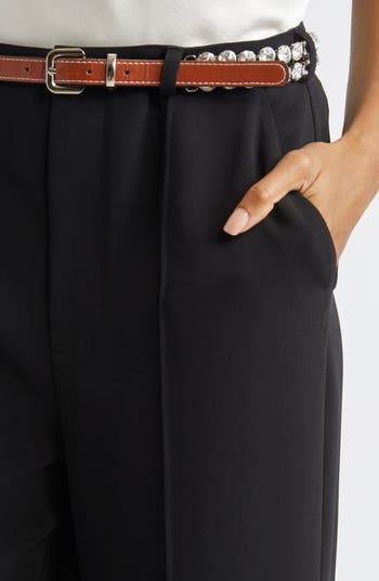 Ester Rhinestone Belt Pleat Front Pants