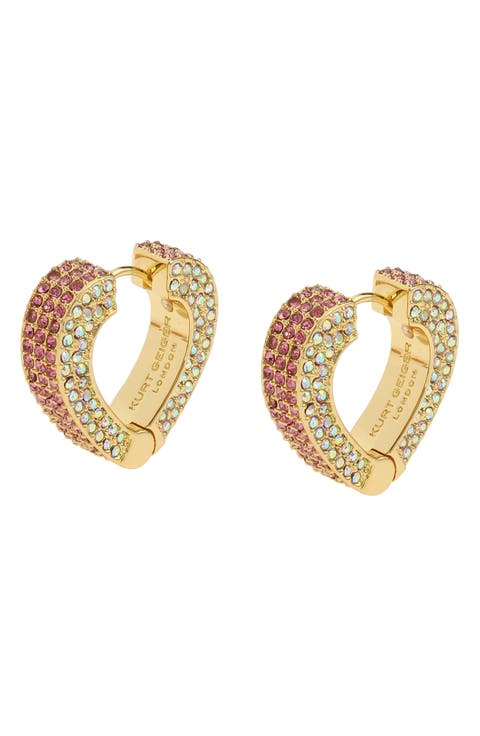 Pavé Heart Huggie Earrings