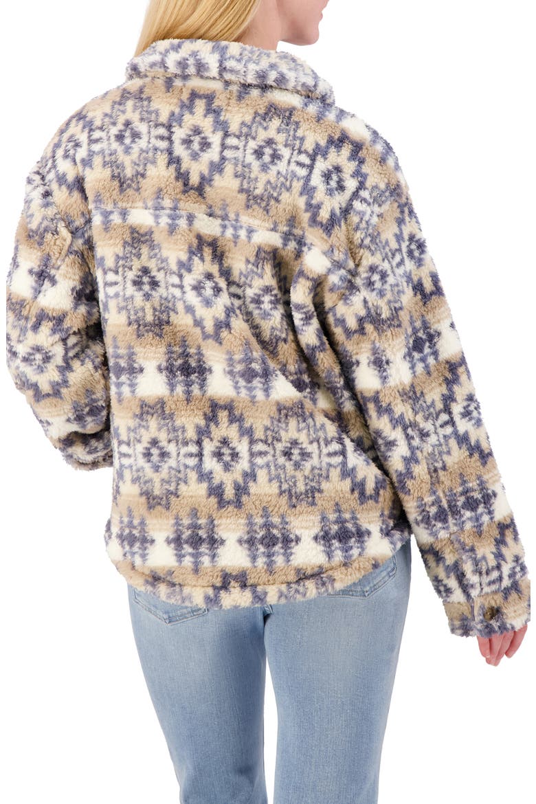 Patterned High Pile Fleece Shacket, Alternate, color, NATURAL COMBO