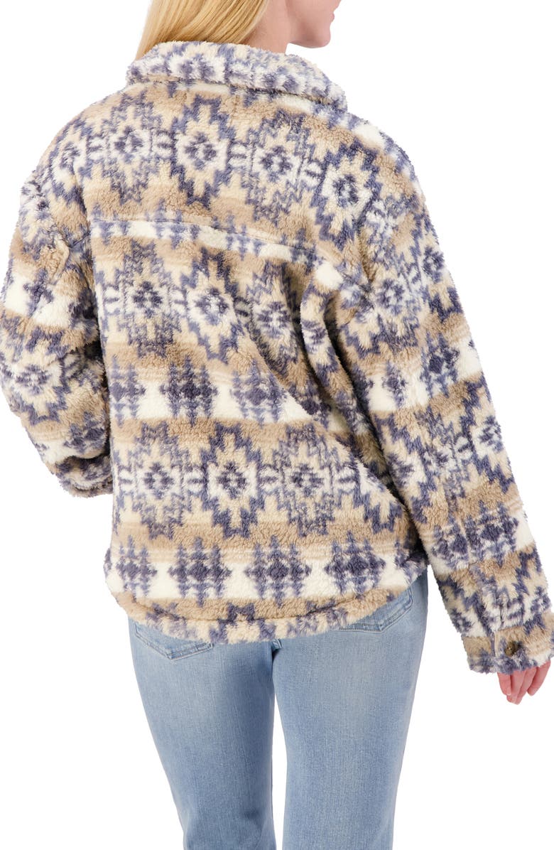 Lucky Brand Patterned High Pile Fleece Shacket, Alternate, color, 
