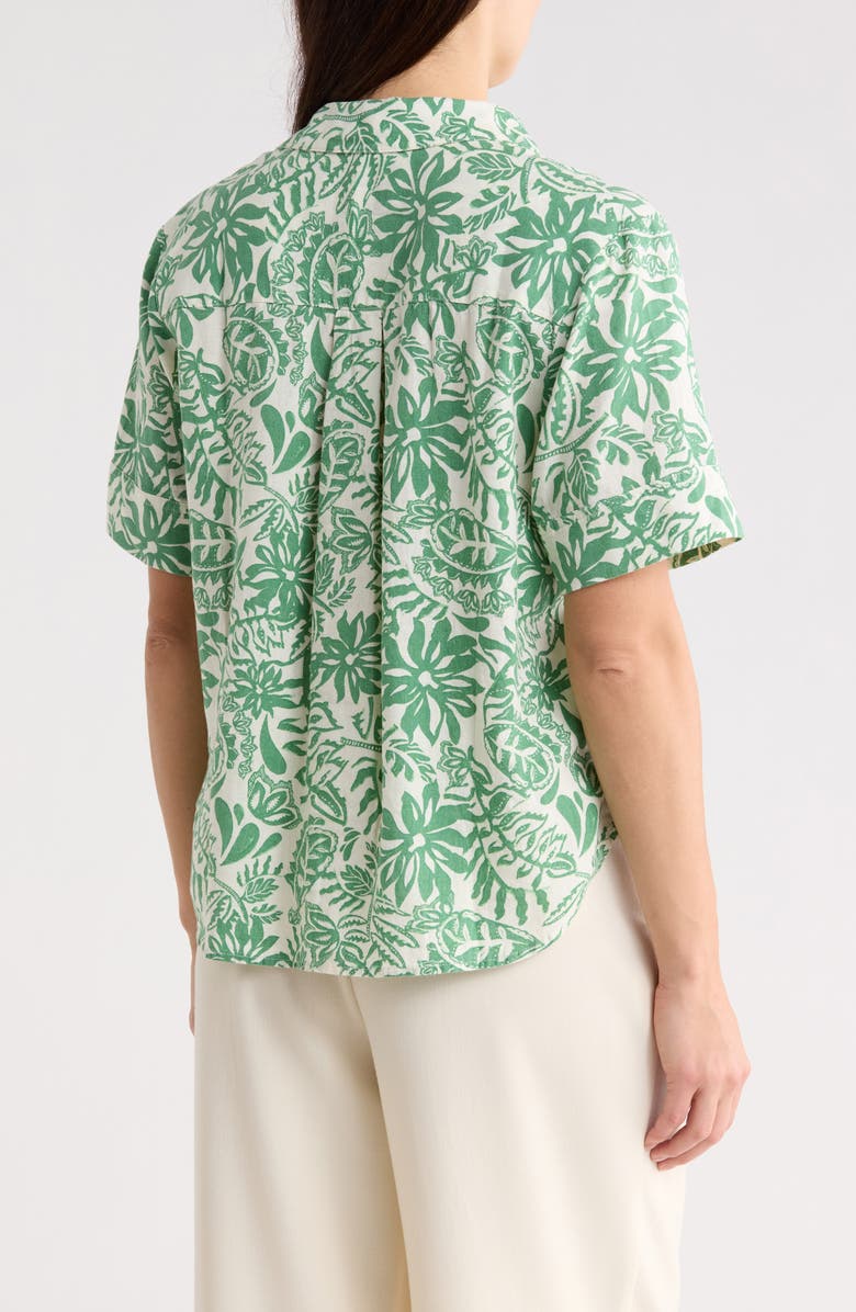 Caslon<sup>®</sup> Floral Linen Blend Popover Top, Alternate, color, Ivory- Green Ginny Floral