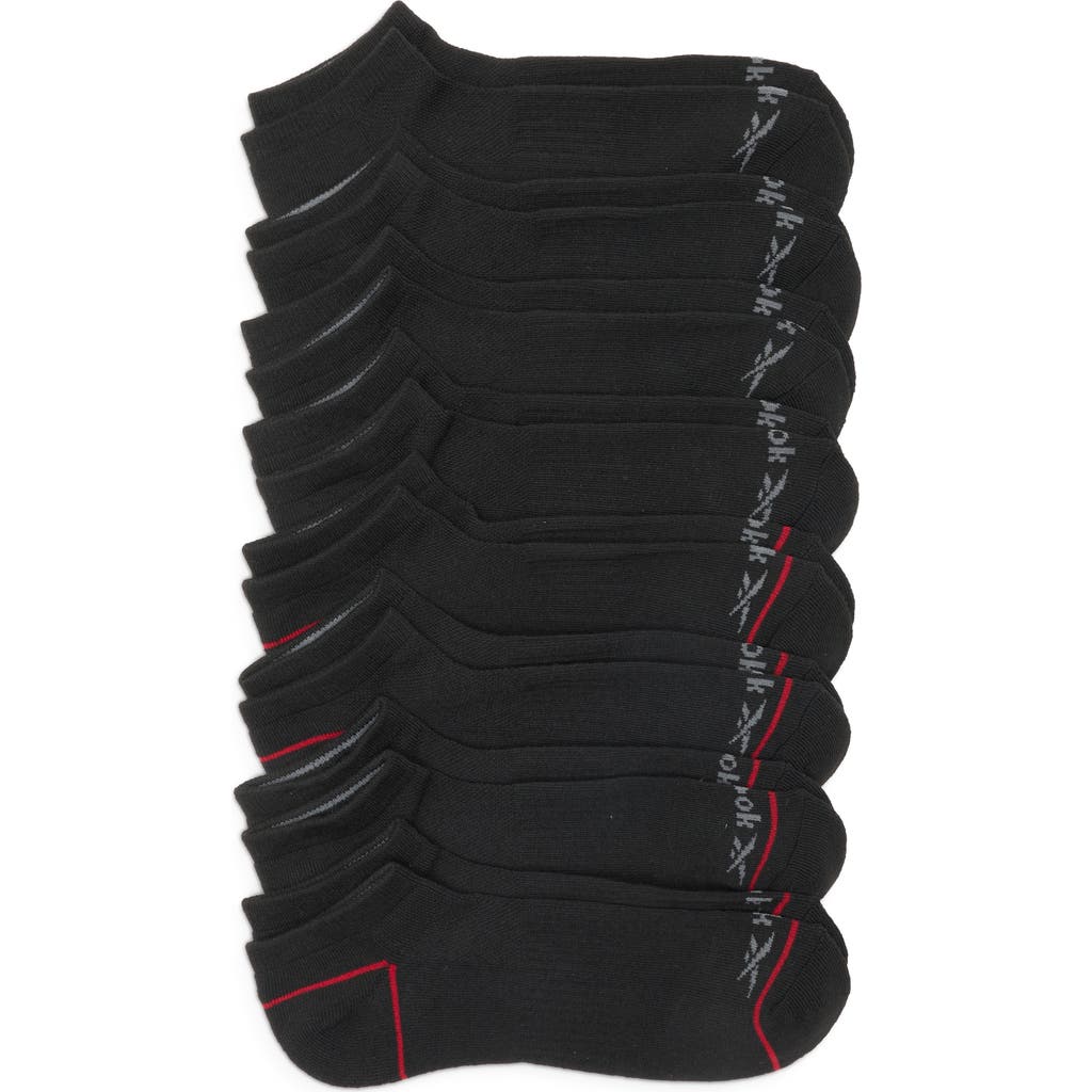 Reebok 8-pack Terry Low Cut Ankle Socks In Black