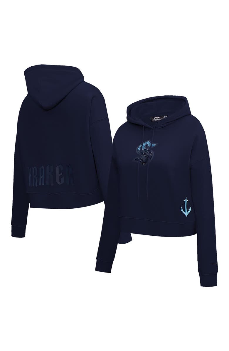 PRO STANDARD Women's Pro Standard  Deep Sea Blue Seattle Kraken Jewels Cropped Pullover Hoodie, Main, color, Navy