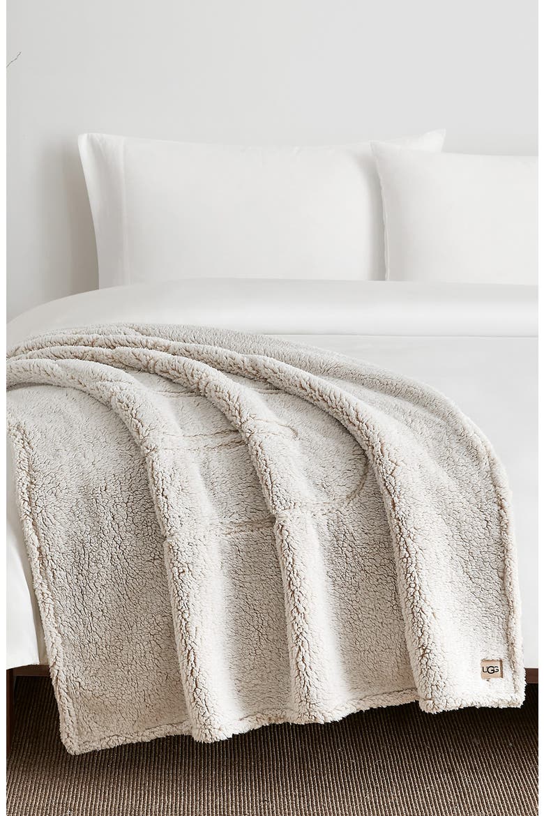 Fleece Logo Throw Blanket, Alternate, color, LIGHT SAND