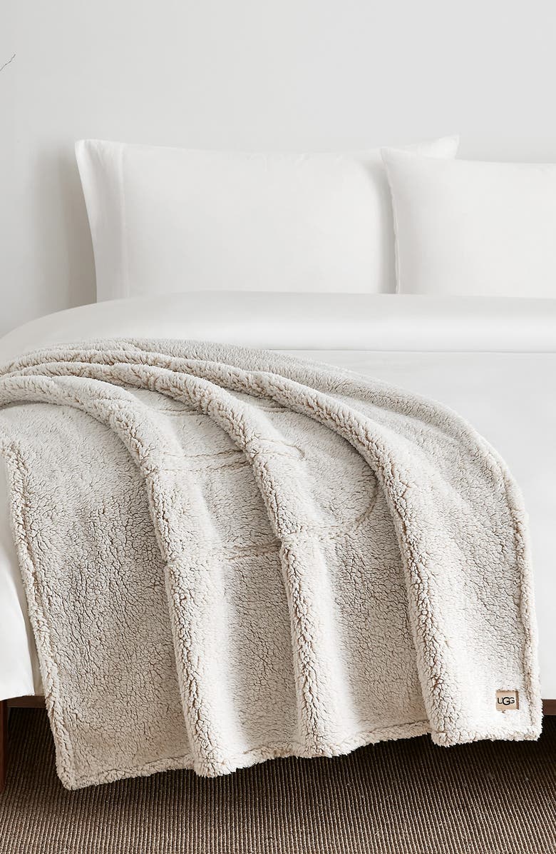 UGG<sup>®</sup> Fleece Logo Throw Blanket, Alternate, color,