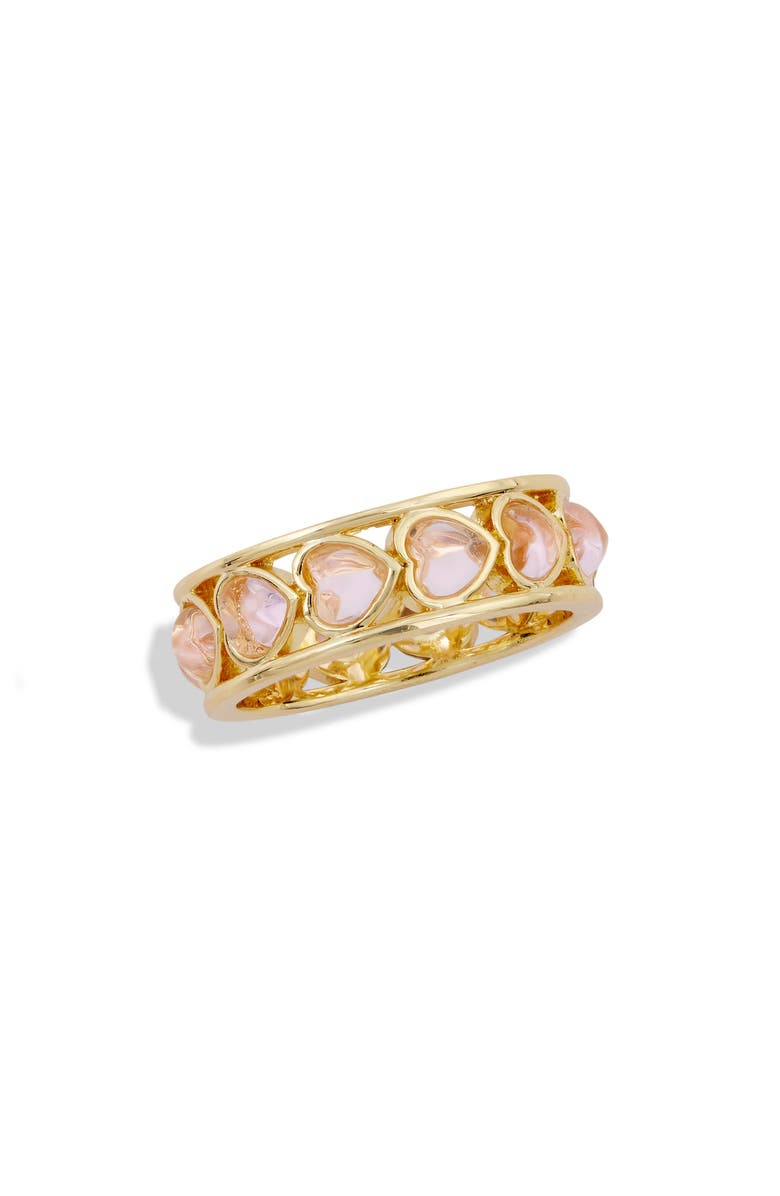 SAVVY CIE JEWELS Pink Heart CZ Band Ring, Main, color, Yellow