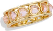 SAVVY CIE JEWELS Pink Heart CZ Band Ring