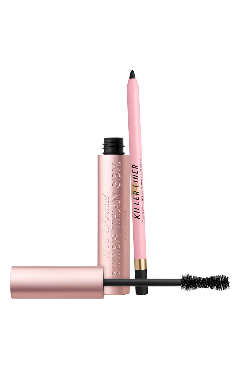 Too Faced Full Size Better Than Sex Volumizing Mascara & Killer Liner Eyeliner Set-$46 Value, Main, color,