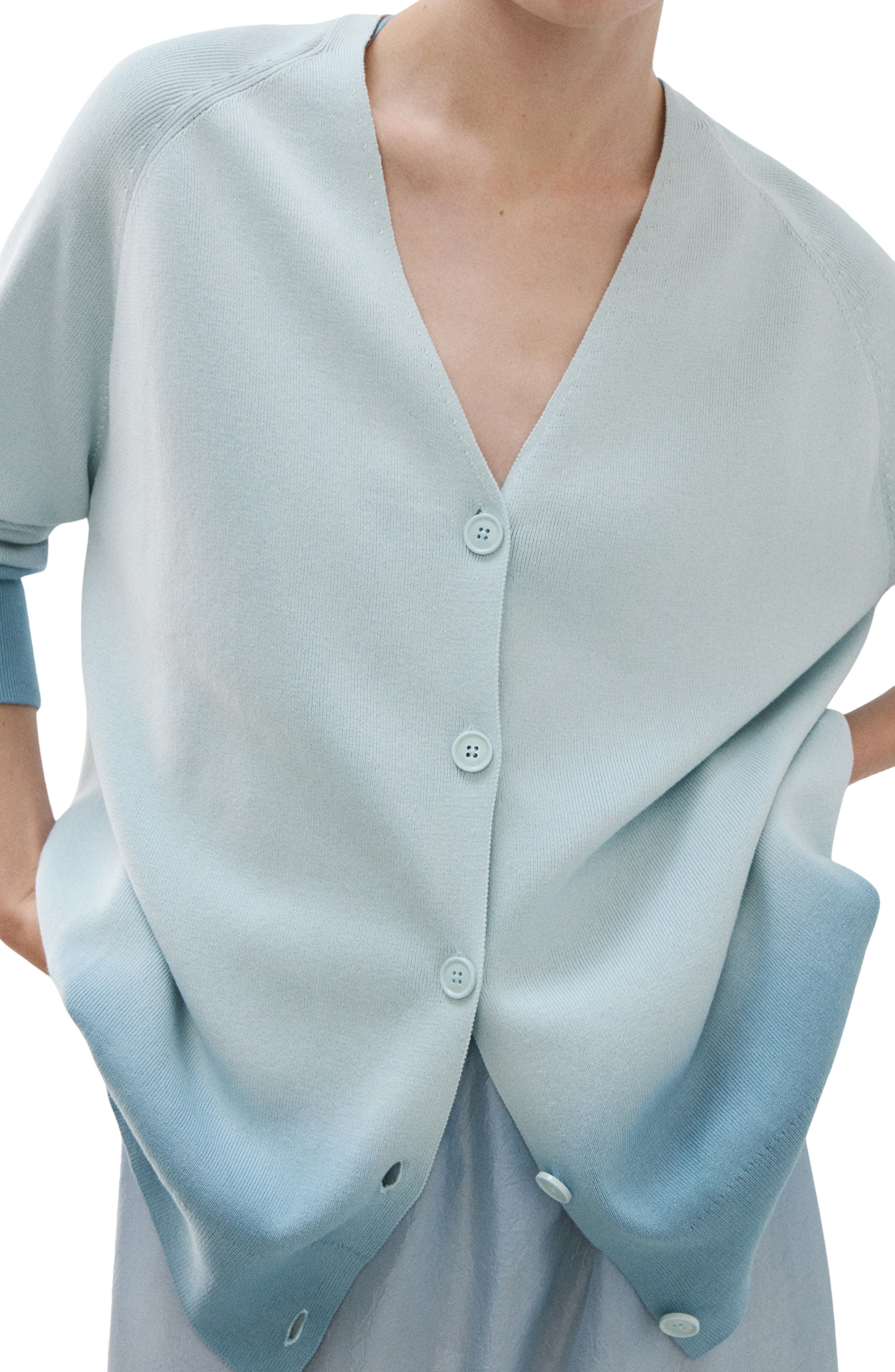 Mango Ombré Cotton Lounge Cardigan In Blue