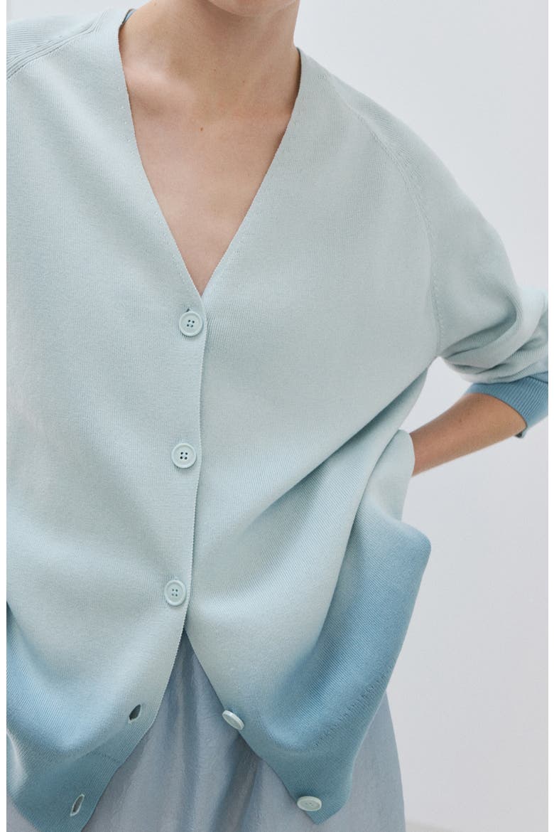 Ombré Cotton Lounge Cardigan, Alternate, color, BLUE