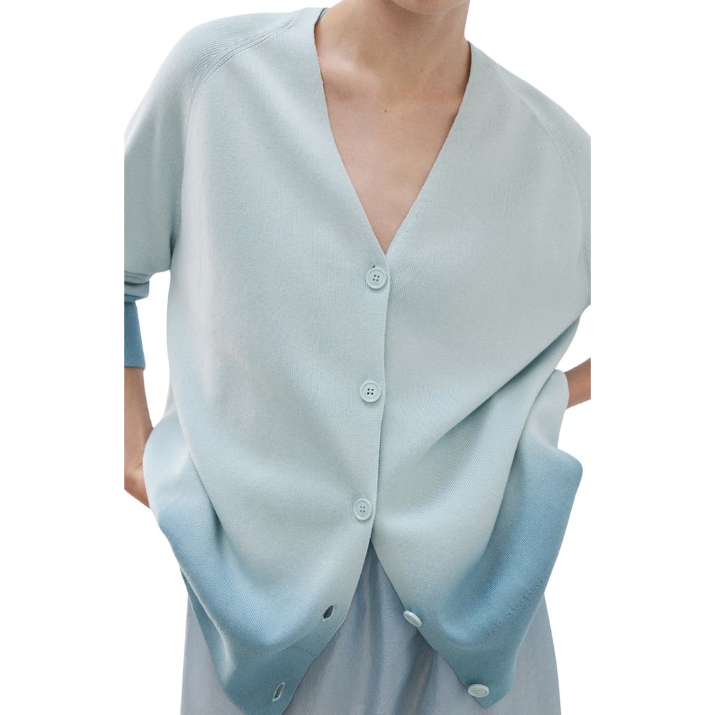 Mango Ombré Cotton Lounge Cardigan In Blue