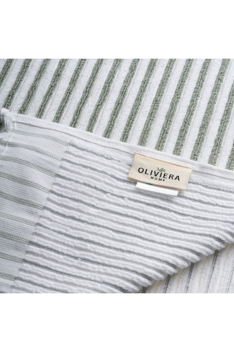Stripes Turkish Cotton Terry Bath and Hand Towel - Set, Alternate, color, Sage Green