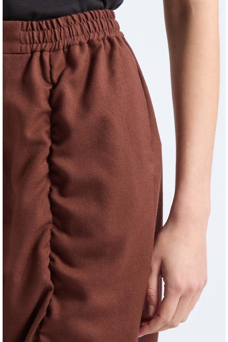 Ruched Wool Narrow Leg Pants, Alternate, color, BROWN