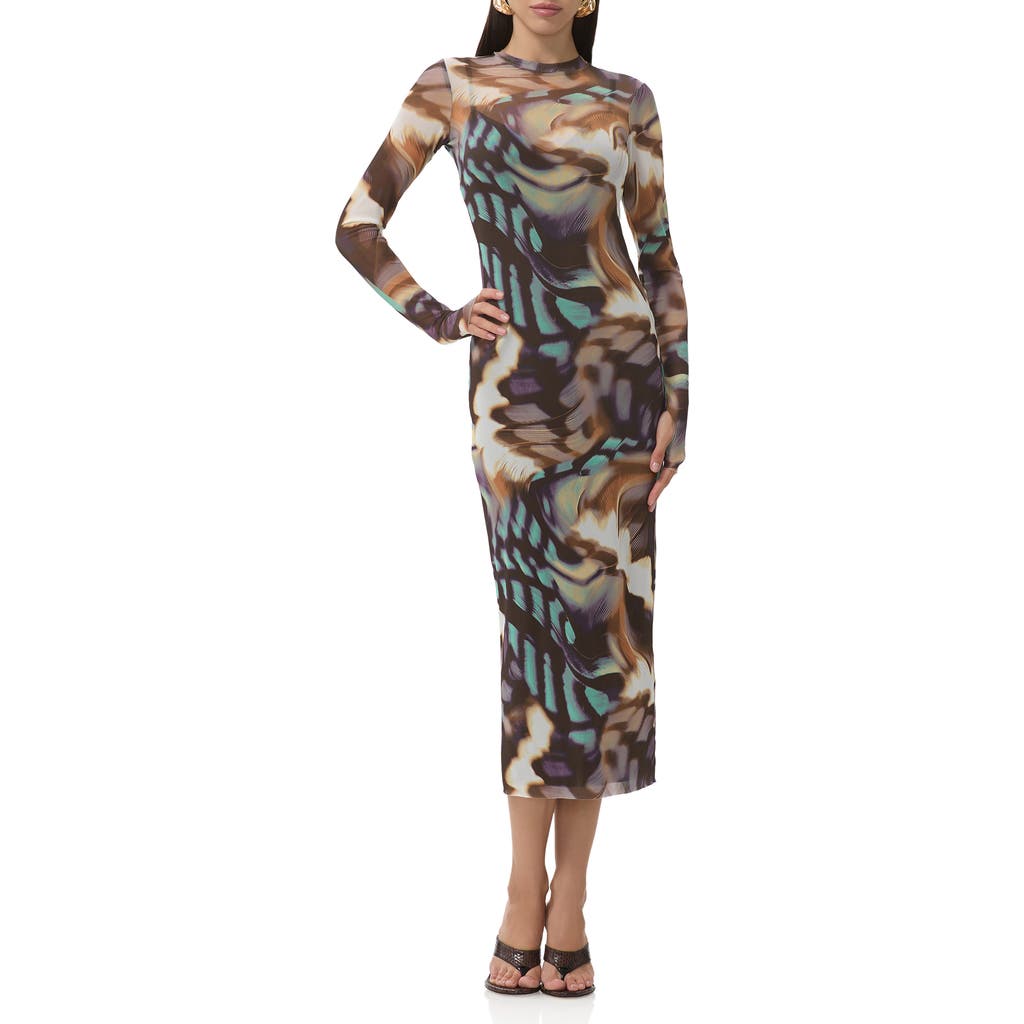 AFRM Ashland Long Sleeve Midi Dress in Feather Swirl  product