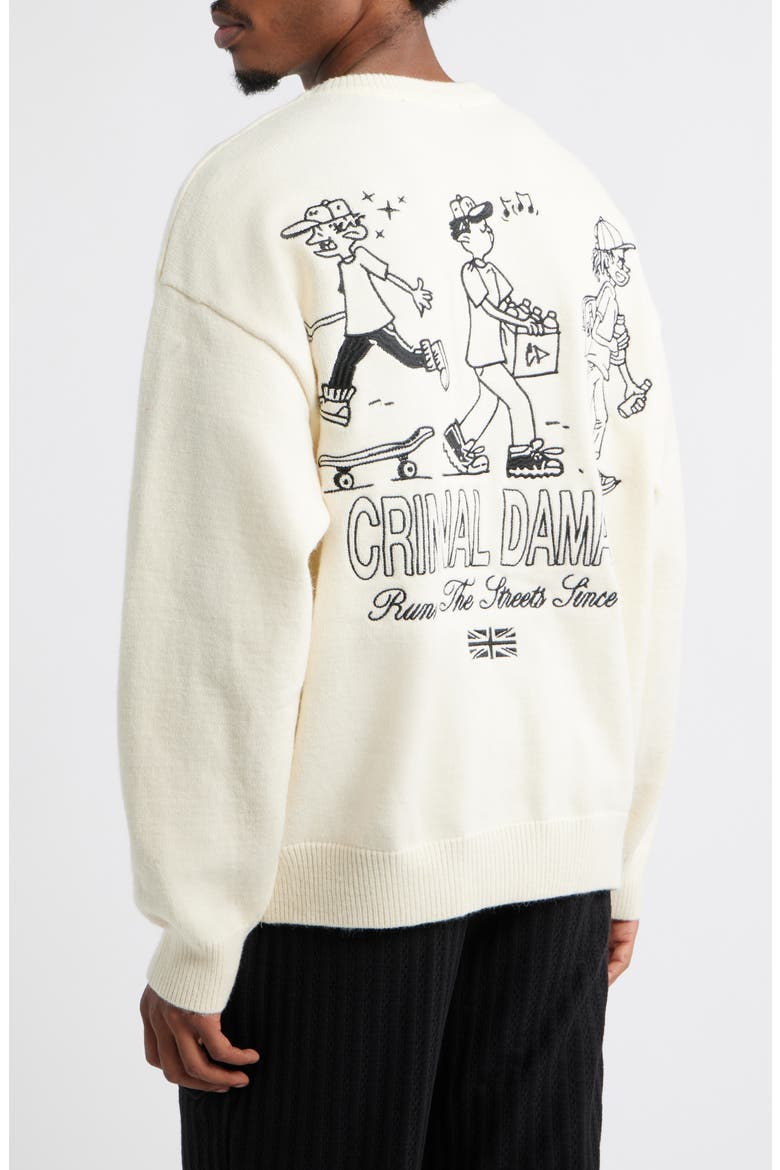 Running the Streets Embroidered Sweater, Alternate, color, ECRU