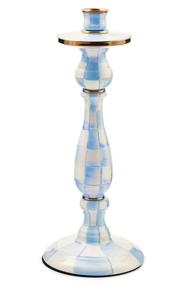 MACKENZIE CHILDS Sky Check Large Candlestick, Main, color, Sky Check