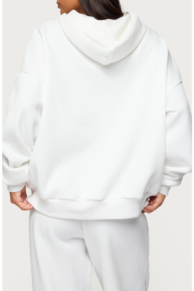 Fleura Logo Cotton Blend Hoodie, Alternate, color, WHITE